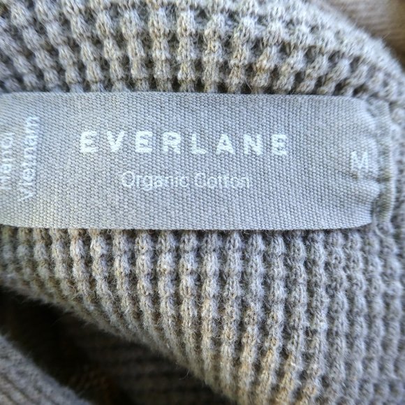 Everlane Organic Cotton Thermal Hoodie Sweatshirt Drawstring Ecru Oatmeal M - Picture 5 of 6